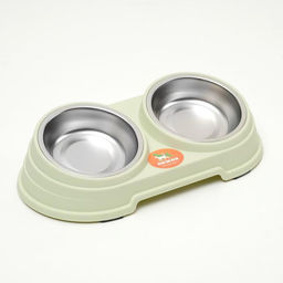 Миска металлическая двойная наклонная на пластиковом основании, 28.5157 см, зелёная