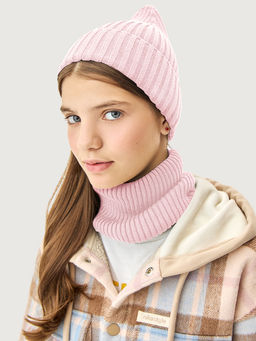 Комплект шапка и снуд 12м21426 пудра