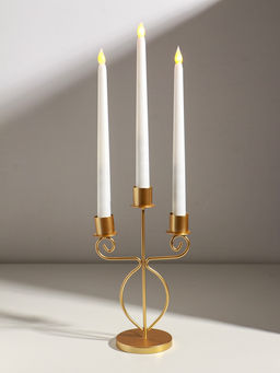 Подсвечник металл на 3 свечи "Канделябр" d=2,5 см золото 14,5х8х24 см