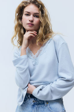 Top de punto con ribete de encaje - H&m фото 4