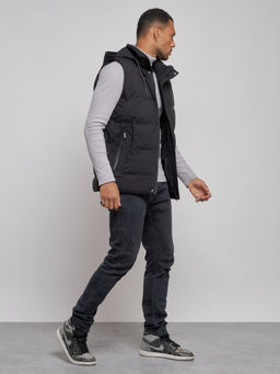 Жилетка мужская утепленная с капюшоном великан черного цвета 8618Ch - YUNDA фото 4