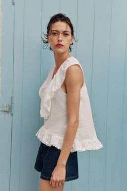 BLUSA VOLANTES PUNTILLA / Blanco - Zara фото 5