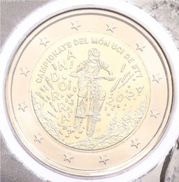 Монета 2 евро 2024 года Андорра Чемпионат мира UCI по маунтинбайку 2024 года (в блистере)