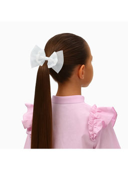 Цена за 6 шт. Бант для волос на резинке «Школьница», кружево, 9×6 см, белый