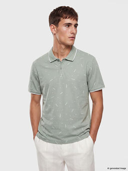 Polo Yaka Desenli Pike Erkek Ti??rt