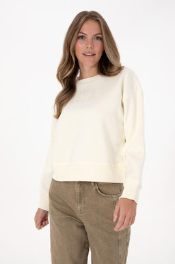 Kad_n Krem Basic Sweatshirt Sepette S_rpriz _ndirim