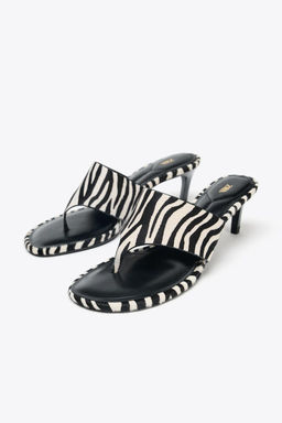 ANIMAL PRINT LEATHER SANDALS - Zara фото 3
