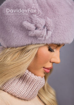 Шапка Берет экомех с украшением чертополох