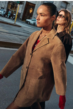 CHAQUETA 100% PIEL ANTE / Tostado - Zara фото 8