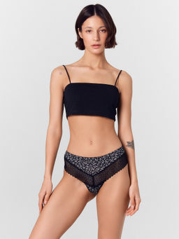 Цена за 2 штуки! Трусы женские слипы черные с листиками