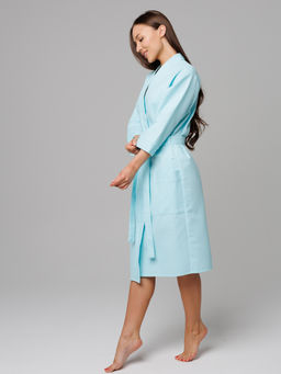 Женский укороченный вафельный халат с планкой мятный В-11 (19) - Росхалат фото 8