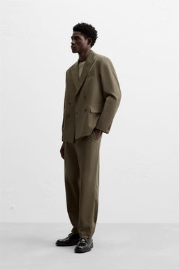 DOUBLE-BREASTED COTTON-LYOCELL SUIT BLAZER - Zara фото 4