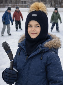 Шлем вязаный темносиний