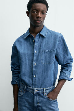 CAMISA REGULAR FIT CHAMBRAY / Azul medio - Zara фото 5