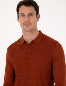 Karamel Slim Fit Y_n Kar___ml_ Polo Yaka Triko Kazak