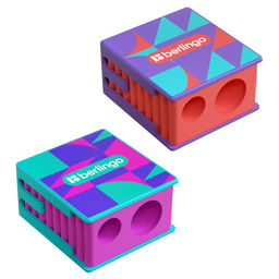 Точилка Berlingo "Nanometry" пласт., 2 отв., с контейнером (BBp_15s23) цвет в ассорт.