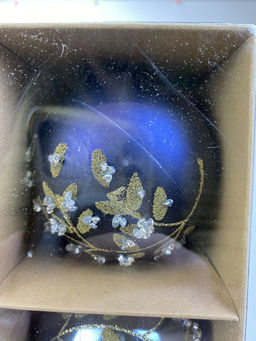 Новогоднее украшение шары со стразами 7см, 6шт в подарочной упаковке