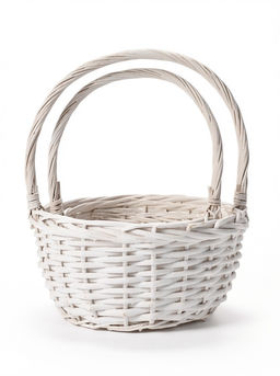 Корзина плетёная для хранения Havu, с ручкой, лоза, белая, набор 2 шт.