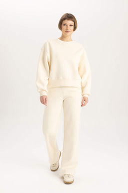 Толстые спортивные штаны прямого кроя с высокой талией и карманами