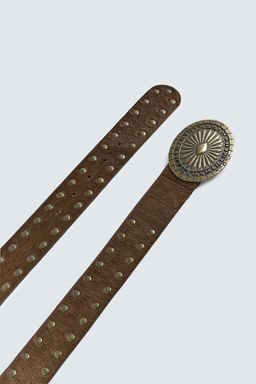HAIRY LEATHER STUDDED BELT