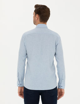 A__k Mavi Slim Fit Uzun Kollu G_mlek