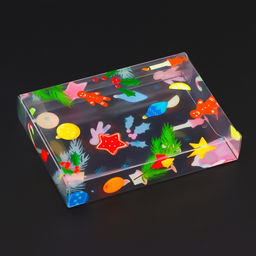 Цена за 5 шт. Коробка подарочная новогодняя складная ПВХ Новогоднее настроение 11?8?2 см