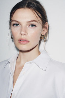 RHINESTONE DOUBLE HOOP EARRINGS - Zara фото 2