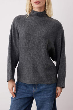 Antrasit Yumusak Dokulu Genis Kal?p Triko Kazak TWOAW20KZ1059 - Trendyolmilla фото 3