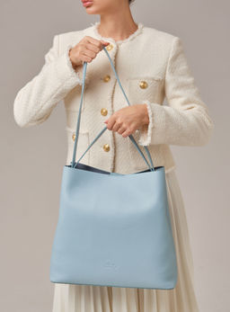 Кожаная сумка шоппер Olga DBR 30948 светло-голубой фото 4