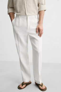100% LINEN PLEATED TROUSERS - Zara фото 5