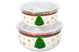Набор 2 салатников 1 л 16*16*8,5 см + 500 мл 13,5*13,5*6,5 см Новогодняя ёлка NEW BONE CHINA - Elan gallery фото 6