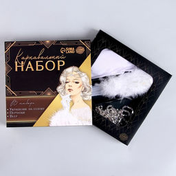 Карнавальный набор Шик: веер, перчатки, украшение на голову - Страна карнавалия фото 5