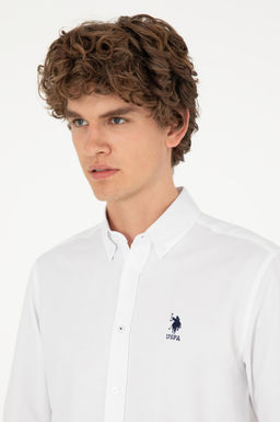 Мужская белая базовая рубашка с длинным рукавом - U.s. polo assn фото 2