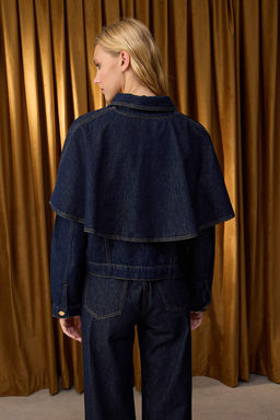 Kahverengi C?kar?labilir Pelerinli Denim Panco Ceket TWOAW26CE00001 - Trendyolmilla фото 11