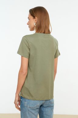 Haki-Somon %100 Pamuk Suprem Bisiklet Yaka 2li Paket Orme T-Shirt TWOSS20TS0141