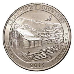 25 центов 2014 года D №21 Национальный парк Грейт-Смоки-Маунтинс