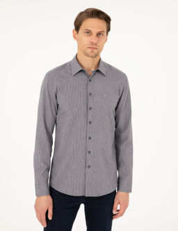 Antrasit Slim Fit Uzun Kollu G_mlek