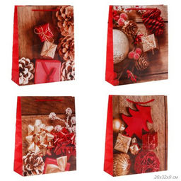 Цена за 12 шт. Пакет подарочный 26x32x9см / 449S /уп 12/960/Новый год