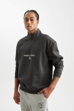 DeFactoFit Shaquille ONeal Толстовка свободного покроя с воротником-стойкой и застежкой-молнией  фото 6