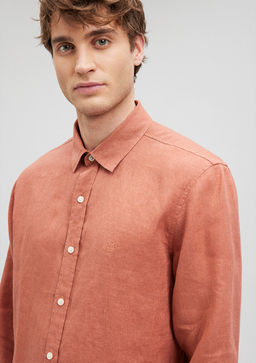 Turuncu Keten Gomlek - Mavi фото 5