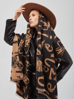 В составе шерсть и кашемир! теплый двусторонний палантин