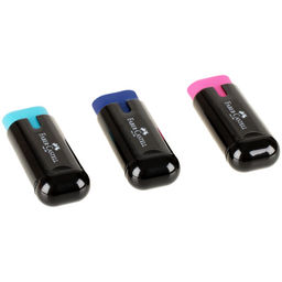 Точилка Faber-Castell "Combi" пласт., 1 отв., с контейнером + ластик (183706) в ассортименте