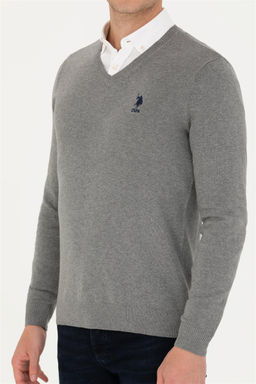 Мужской серый меланжевый базовый свитер Неожиданная скидка в корзине - U.s. polo assn фото 6