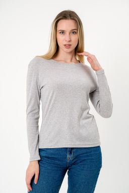 Лонгслив женский из рибаны Серый меланж - Амадэль фото 6