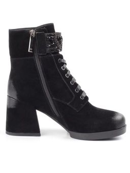 04-R135-1 BLACK Ботинки зимние женские (натуральная замша, натуральный мех) - Фабричный китай фото 12