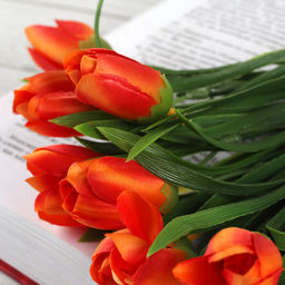 Цена за 10 шт. Цветок искусственный Букет тюльпанов 34 см 6 веток / NT596 /уп 600/ - Галеонтрейд фото 29