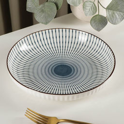 Тарелка керамическая обеденная Иллюзия, d=21 см, цвет белый и серый