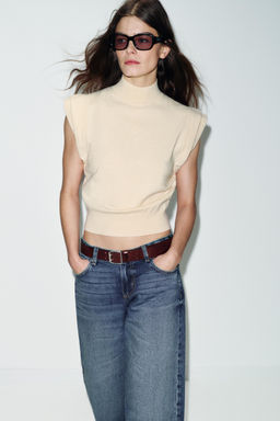 PLAIN KNIT TOP WITH PADDED SHOULDERS - Zara фото 4