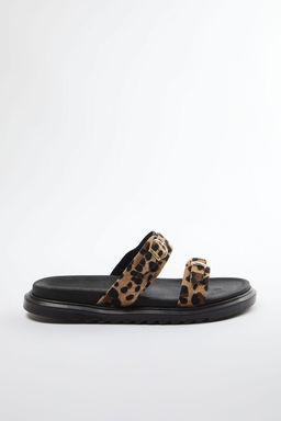 Trendyol Shoes Leopar Cift Tokal? Kahverengi Kal?n Taban Kad?n Terlik TAKAW25TE00009 - Trendyolmilla фото 10