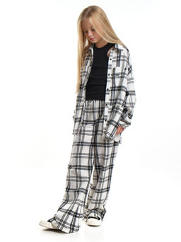 Брюки палаццо спортивные штаны для девочки одежда в клетку UD 5161 касар клетка - Mini maxi фото 3